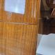 Mid-century drawer chest in mahogany, brass and glass.