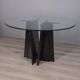 Table ronde vintage des années 1980 en bois noir et verre, design italien