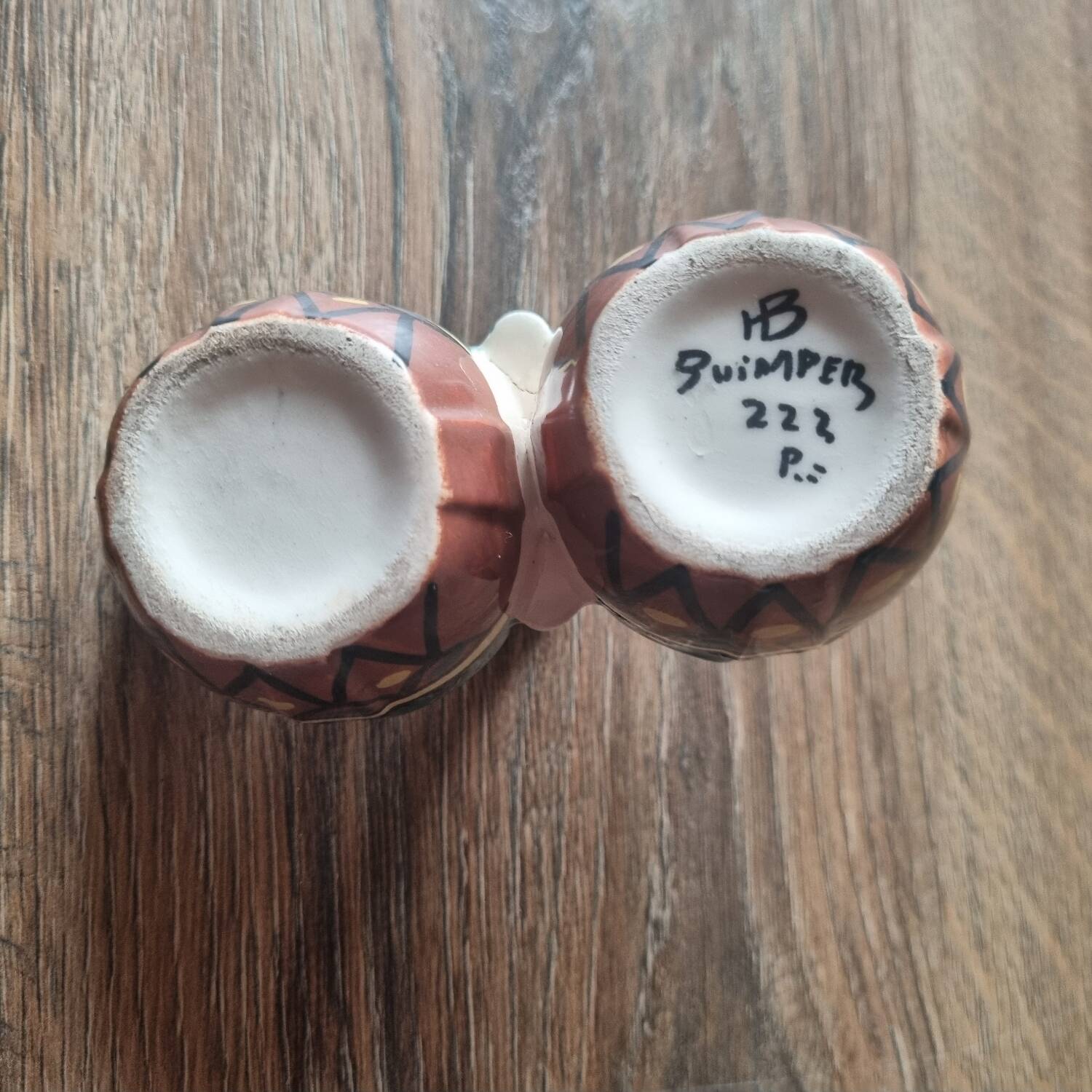 Enamelled ceramic salt cellars HB Henriot Quimper