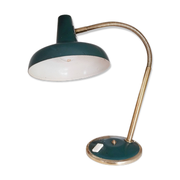 Lampe de bureau articulée verte et dorée