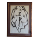 Large framed ink drawing – Embracing couple