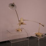 Set of 2 desk or table lamps in brass by Massive Belgium 1980's