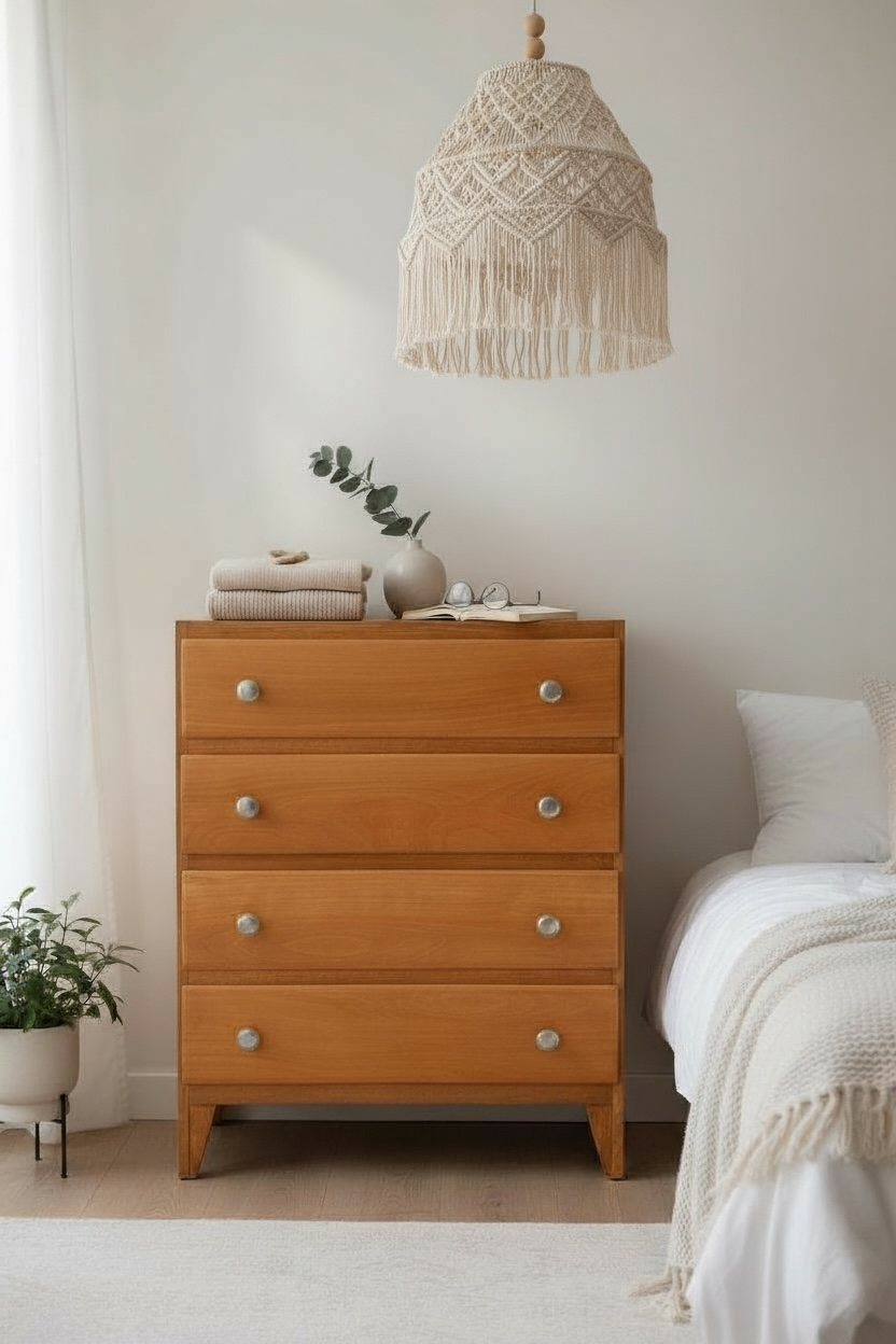 Vintage 4-drawer chest of drawers in waxed wood