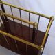 Magazine holder or vintage wood & brass bottles