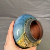 Old Round Vase Ceramic Germany Signed Erik Blue Decor