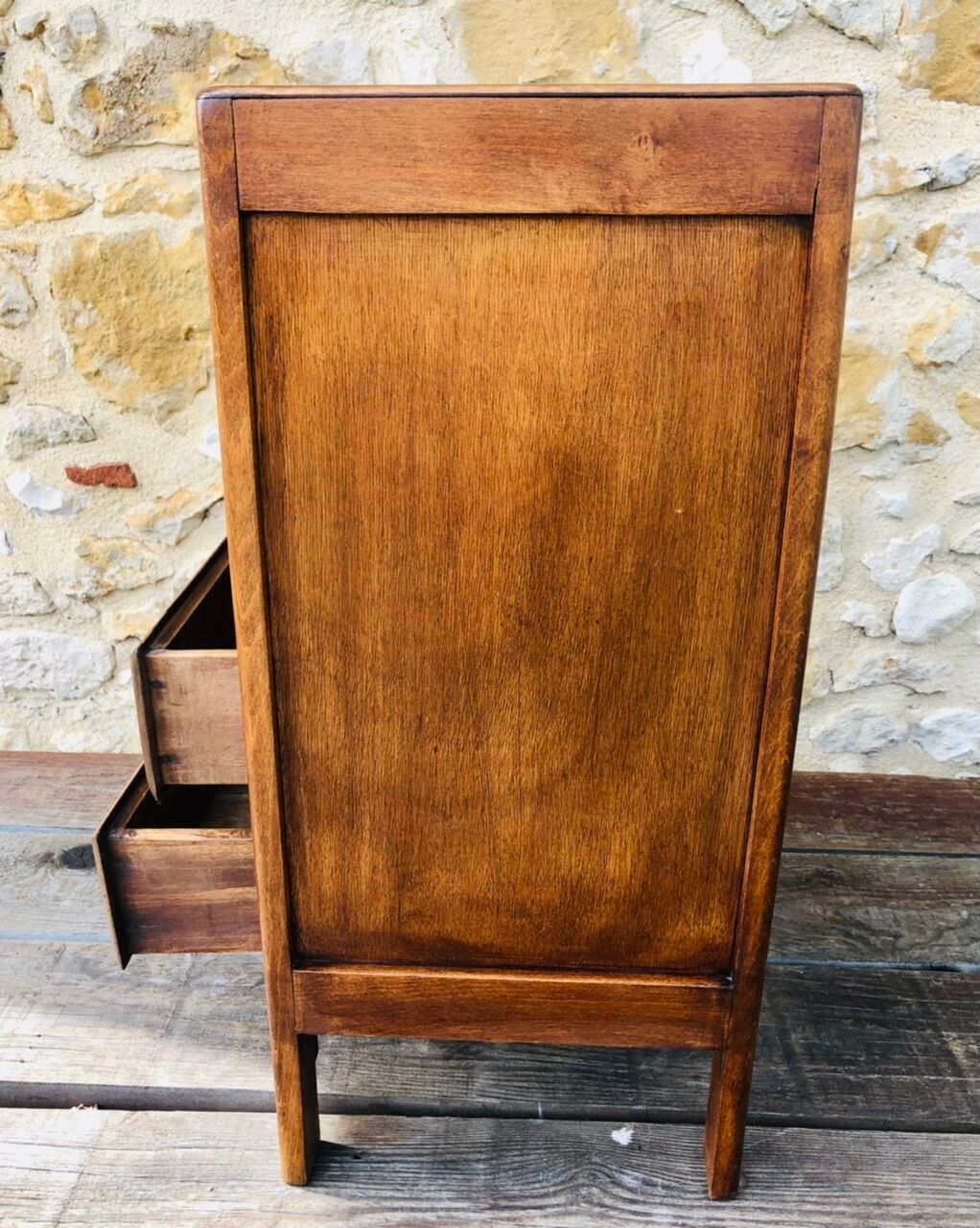 Art Deco bedside, 2 drawers in walnut Circa 40 /50
