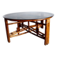 Large telescopic rattan table circa 1970