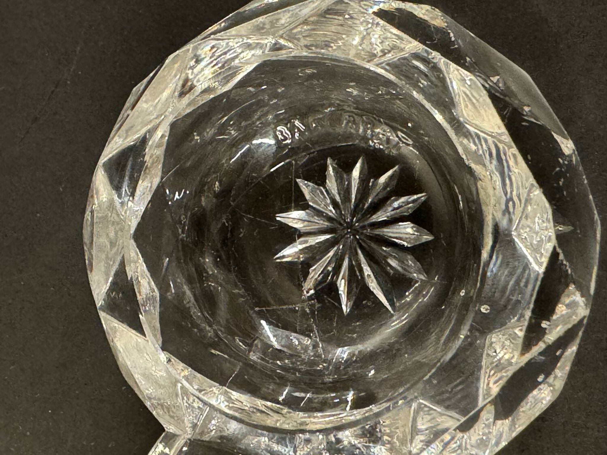 Baccarat double cut crystal salt cellar with metal mount