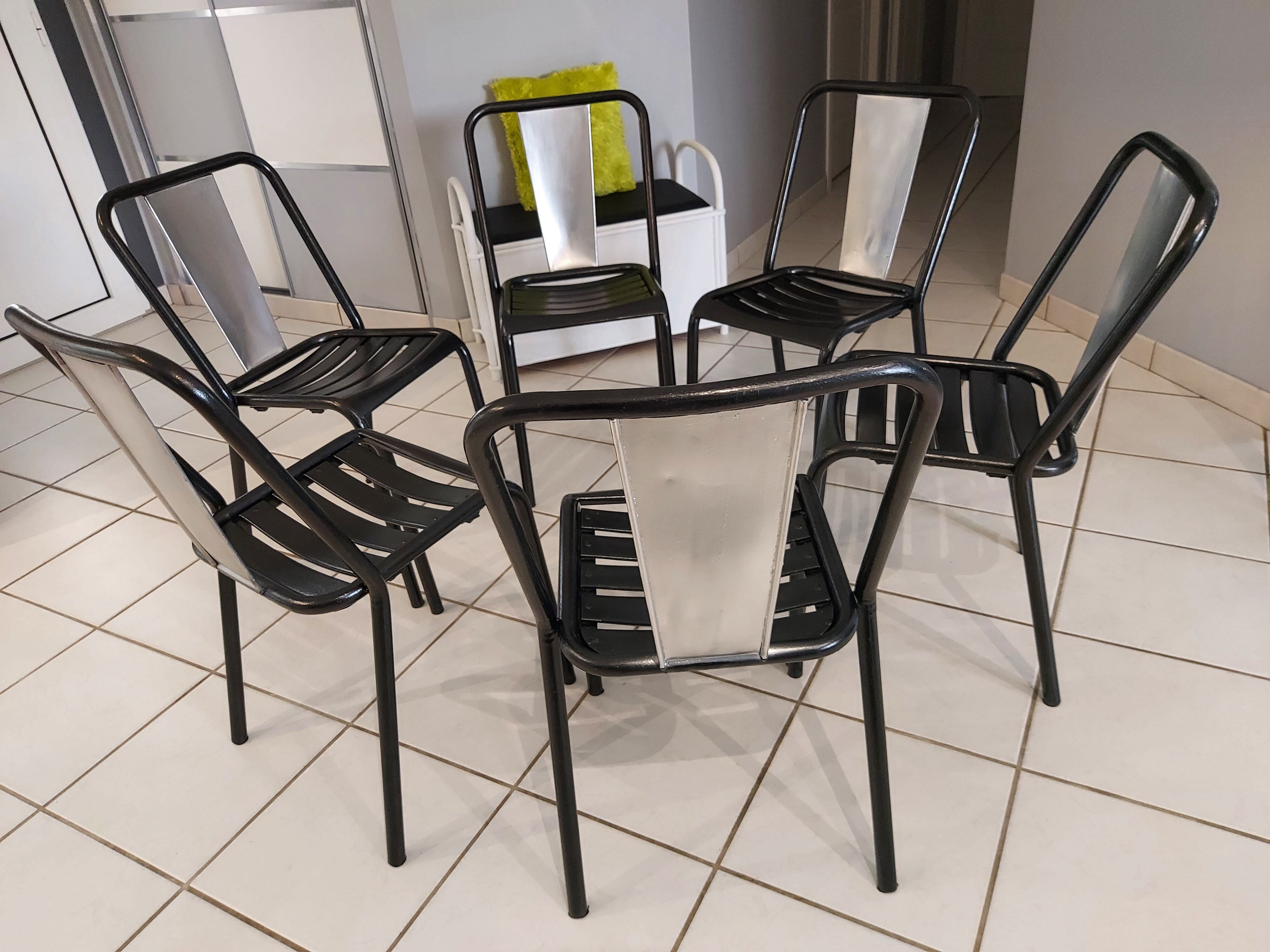 Suite of 6 Chairs Tolix model T4 by Xavier Pauchard 1950