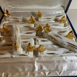 Box of 12 knife holders art nouveau gilded ceramic butterflies
