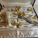 Box of 12 knife holders art nouveau gilded ceramic butterflies