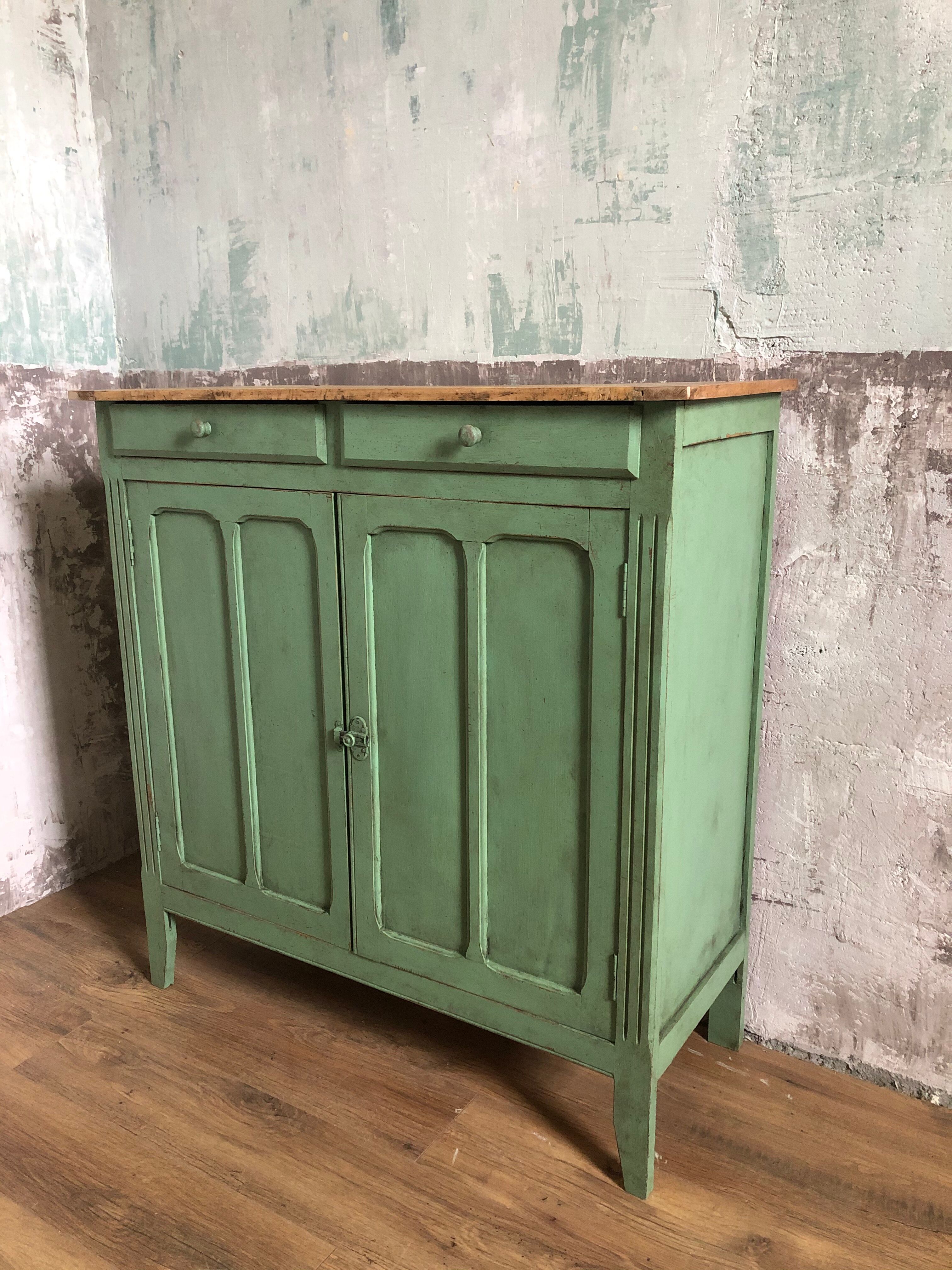 Parisian buffet, aged green patina