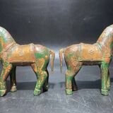 Set of 2 wooden horses