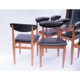 Set of 6 vintage black Scandinavian chairs