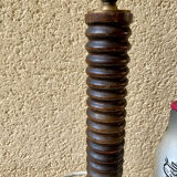 Vintage turned wooden lamp from the 1960s in the style of Charles Dudouyt.