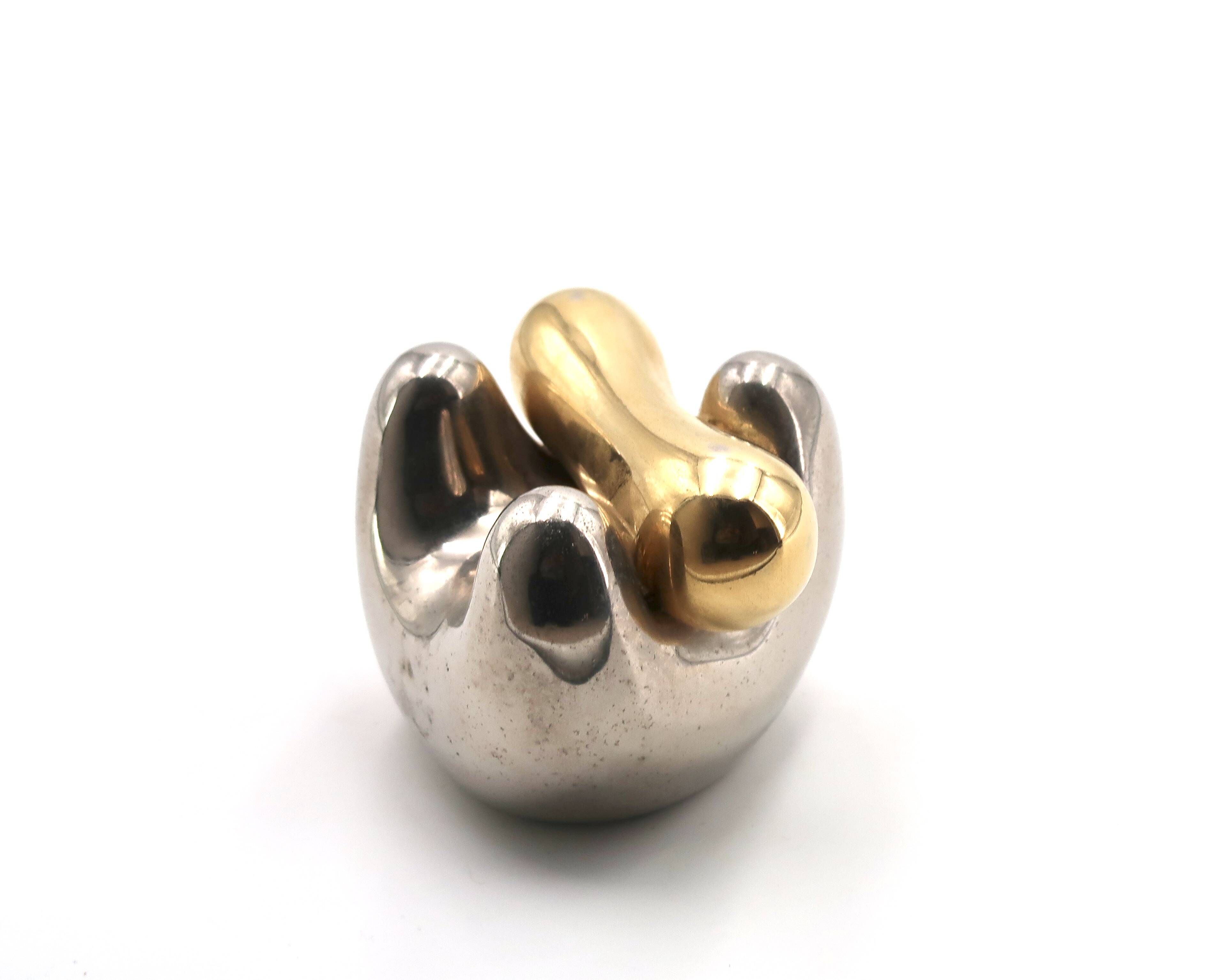 Gold and silver abstract sculpture, free form, 1970s