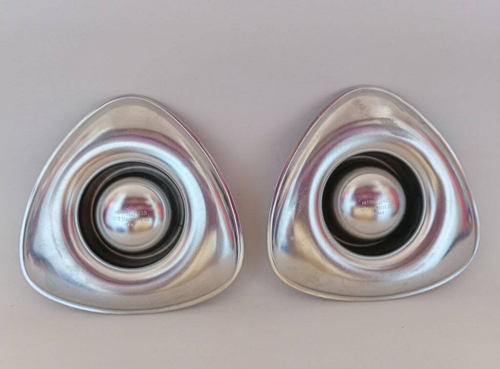 Alessi Egg Cup Carlo Mazzeri & Anselmo Vitale Stainless Steel Pair