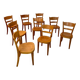 Set of 9 vintage wooden bistro chairs designed by Horgen Glarus