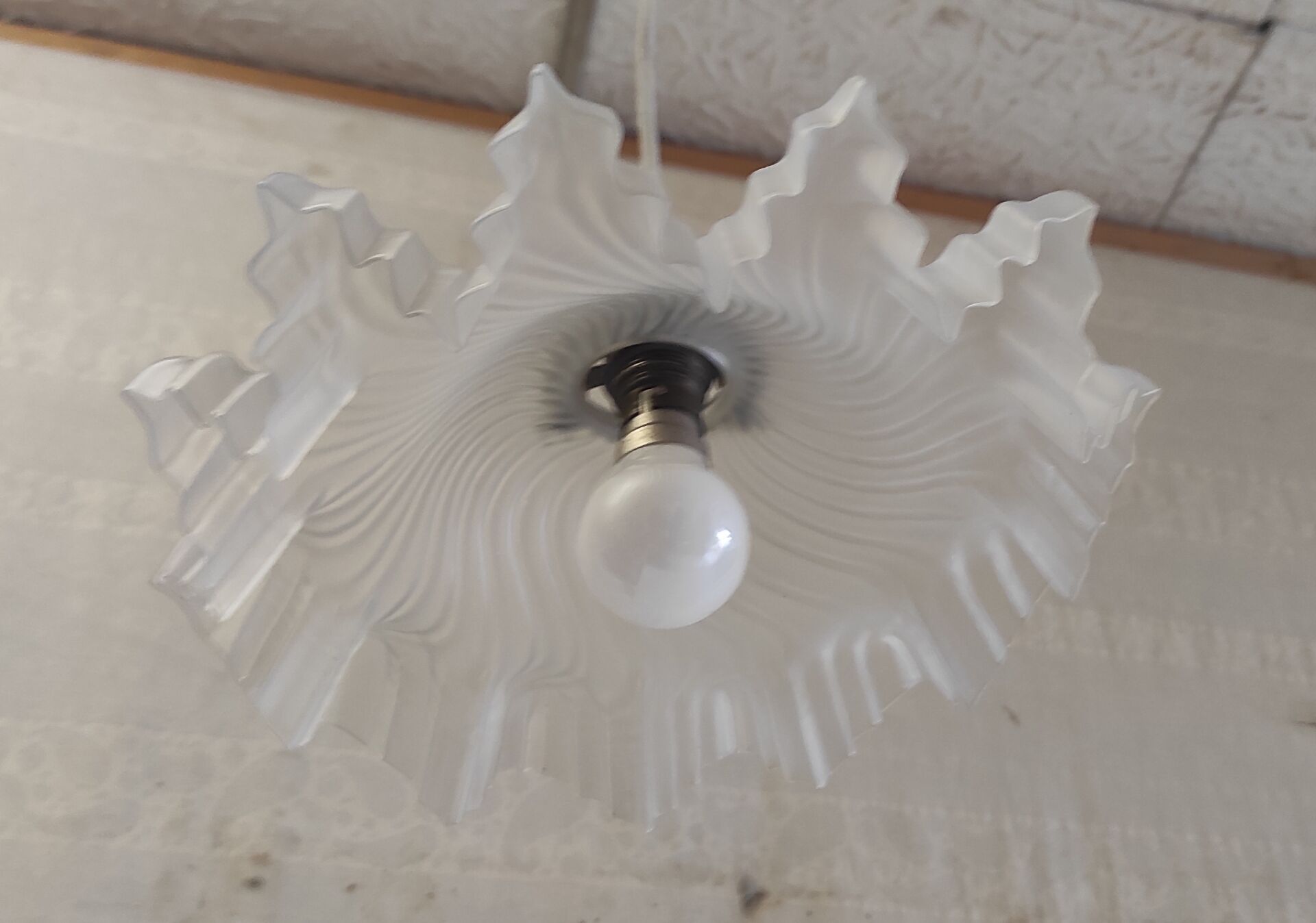 Pleated glass lampshade - mid 20th century