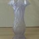 Frosted pressed glass vase with a light lilac medallion colour.
