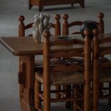 Set of 6 modern French brutalist chairs, in the style of Charles Dudouyt, made in the 1960s.