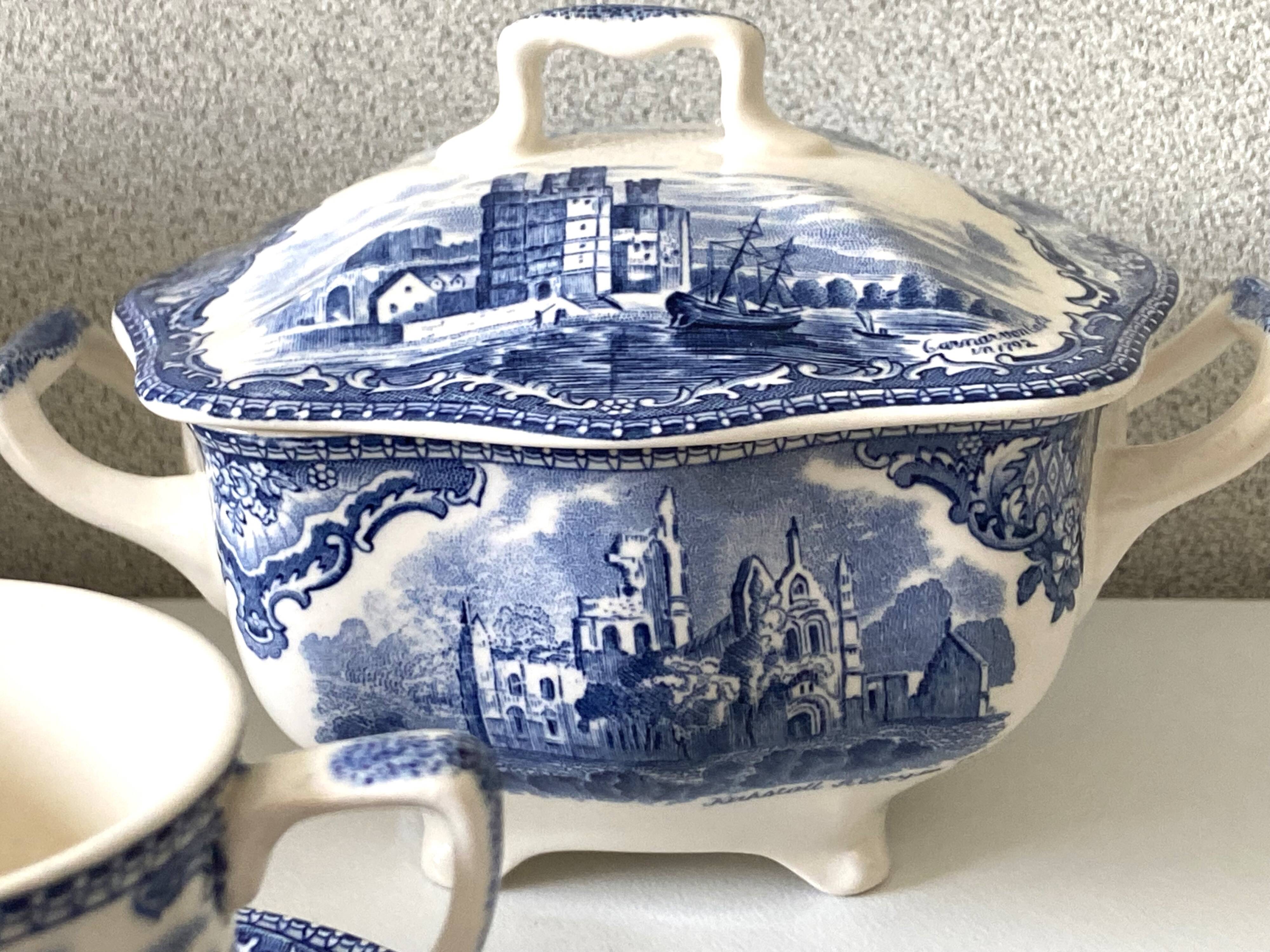 Vintage Johnson Brothers Old Castles Blue Coffee and Chocolate Tea Set