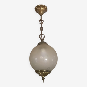 Lustre bronze et verre boule