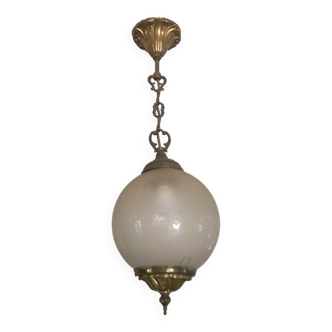 Lustre bronze et verre boule