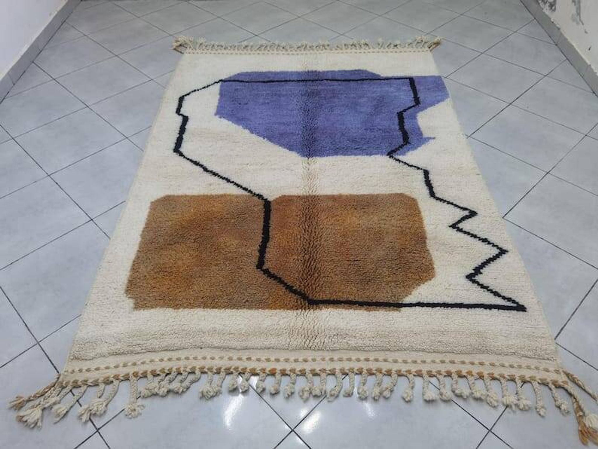 Handmade Berber rug with colourful patterns, Atlas, 1.4/2.6 m.