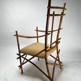 Vintage Italian Armchairs and Coffee Table in Bamboo and Brass by Paolo Traversi, 1970s, Set of 3