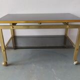 Gold metal and wood coffee table
