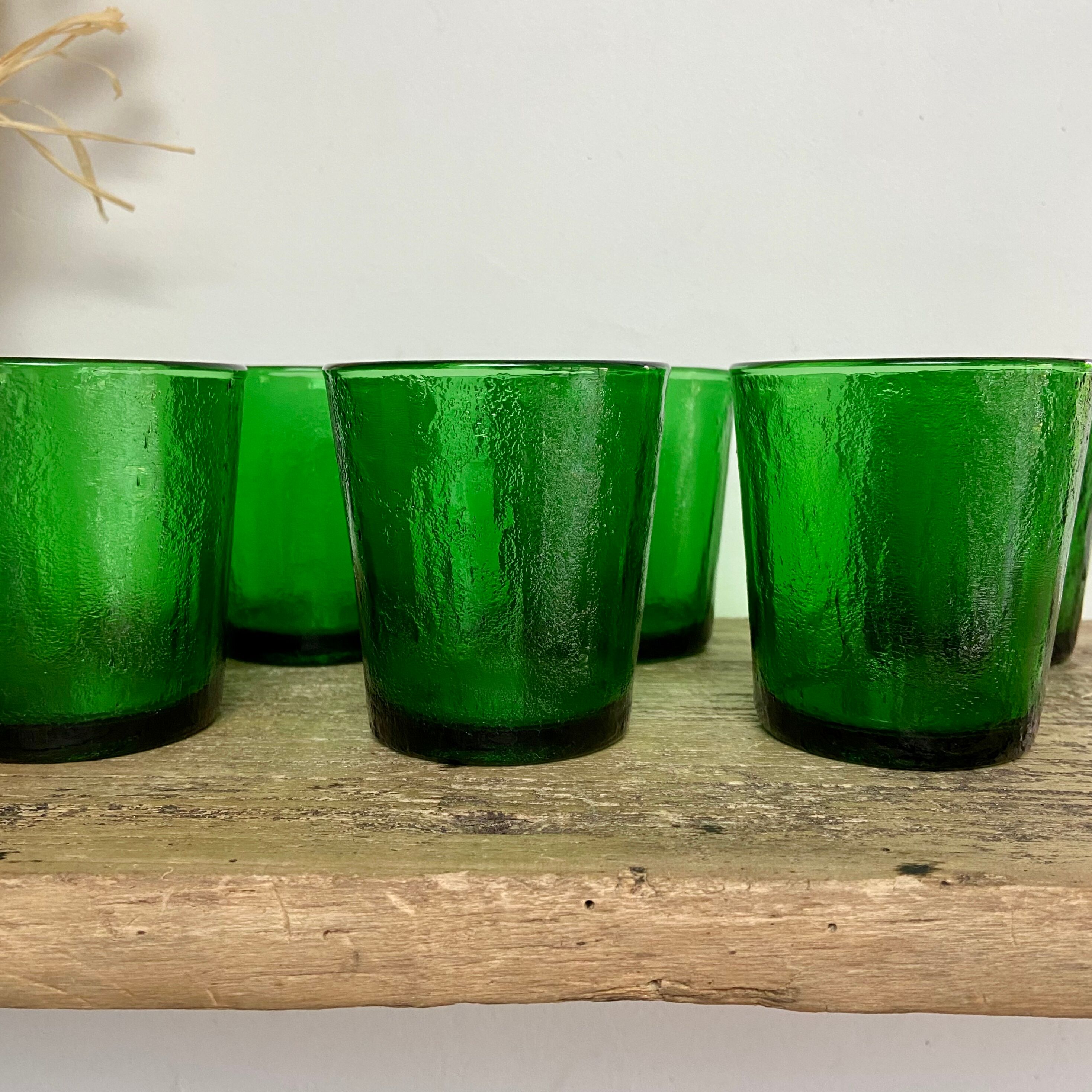 6 verres texturés verts Arcoroc Sierra vintage