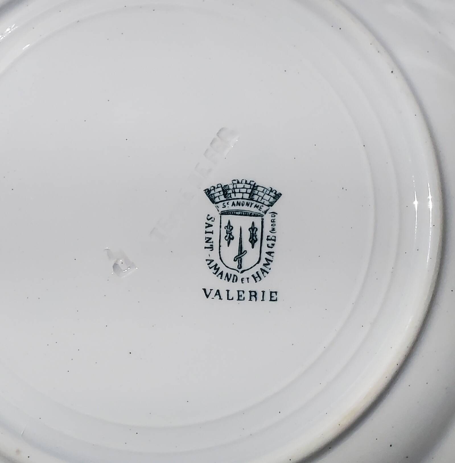 Set of 5 flat plates in St Amand earthenware, Valérie model, Ironstone