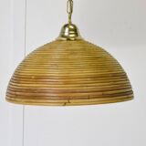 Vintage pendant lamp in bamboo and wicker, 1960s.