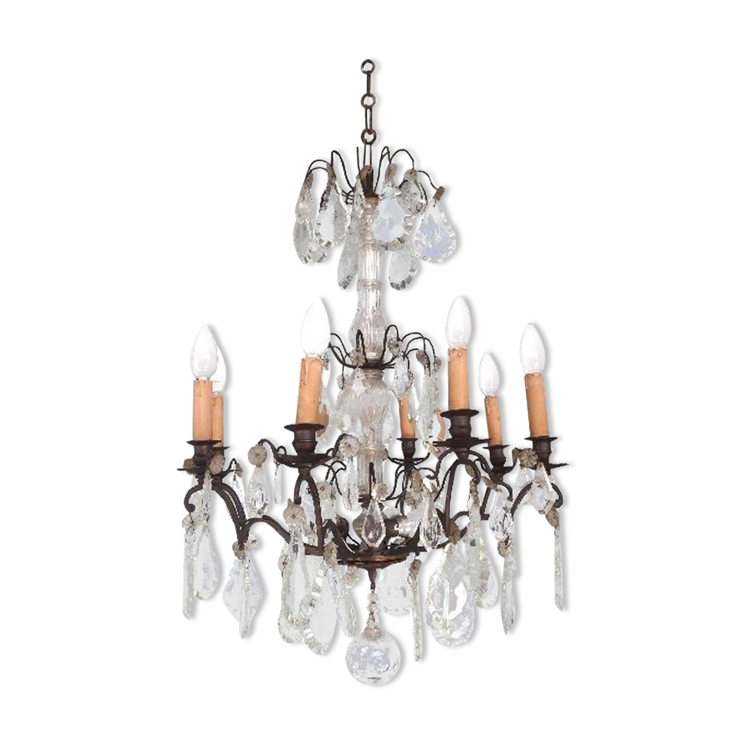 Hanging crystal chandelier and bronze 1900