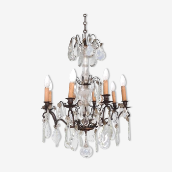 Hanging crystal chandelier and bronze 1900