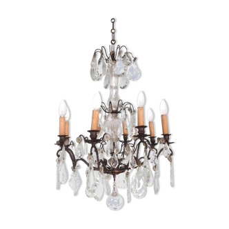 Hanging crystal chandelier and bronze 1900