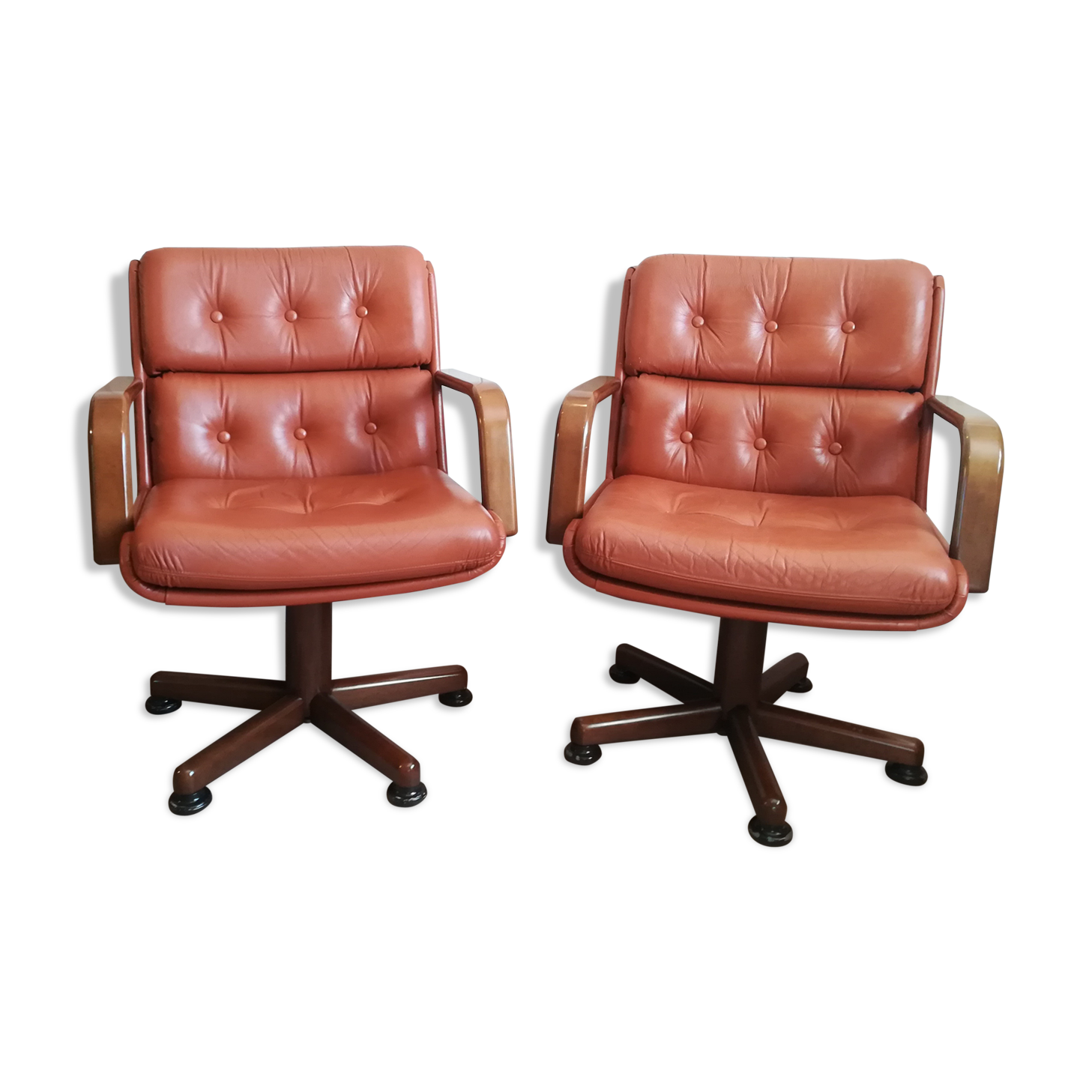 Pair of armchairs swivelling vintage havana Italy