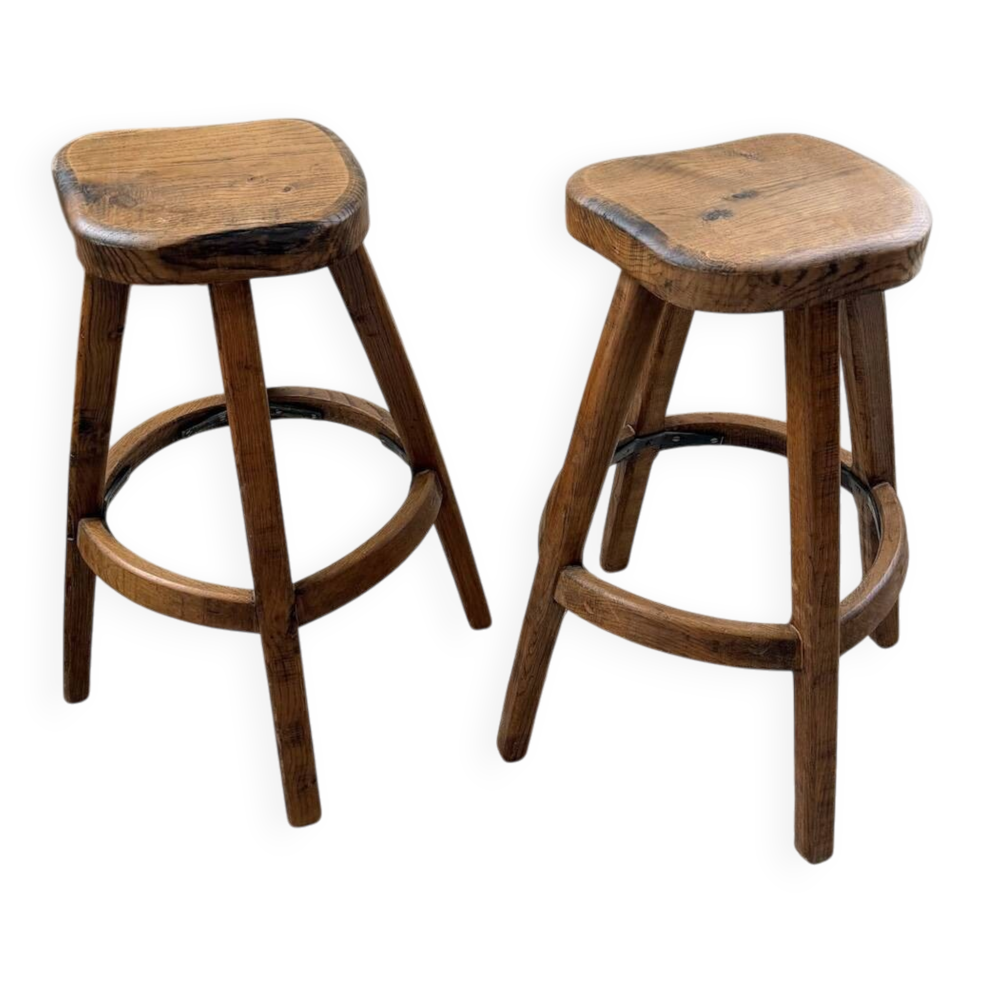 Pair of Henri Bataille stools in oak