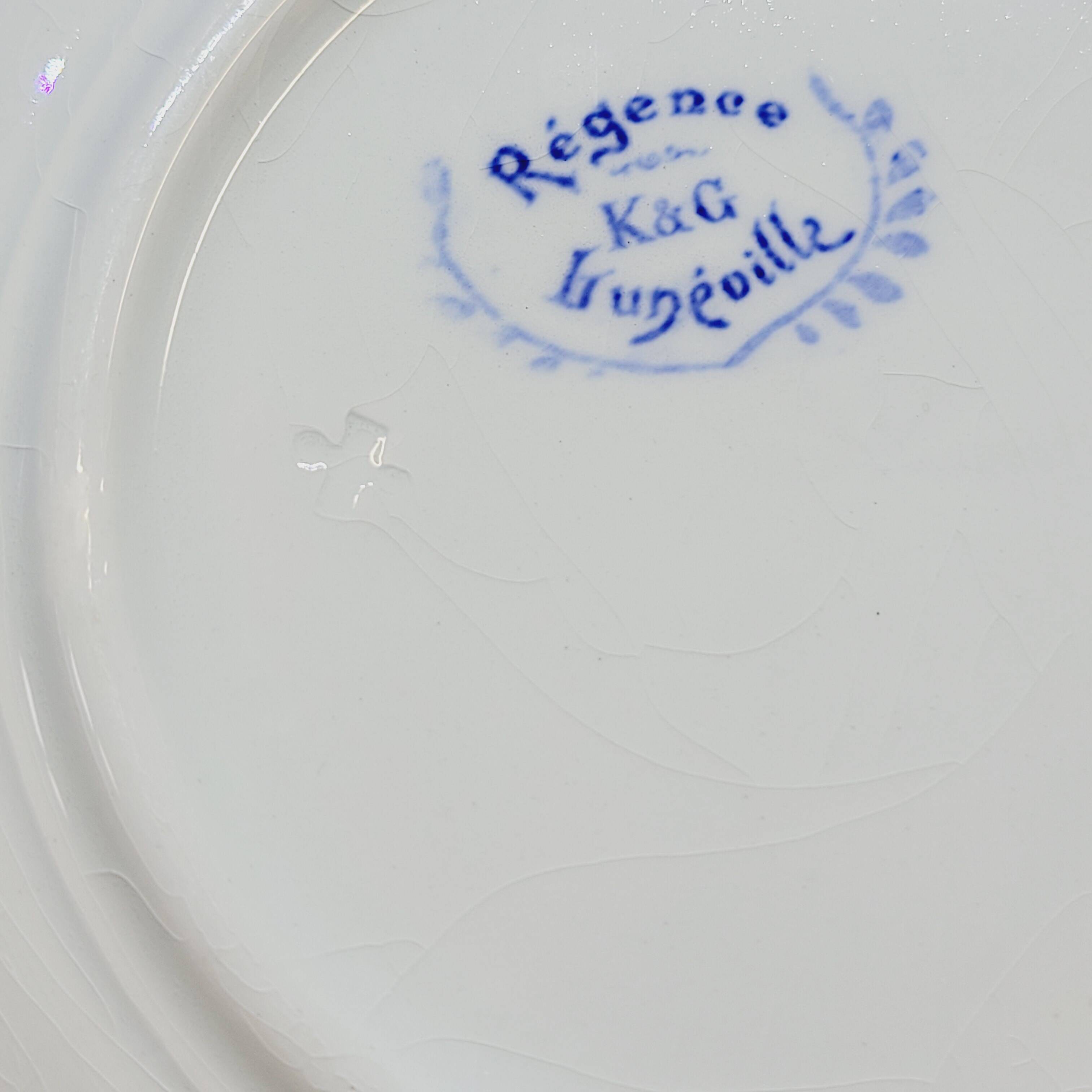 9 Antique KG Lunéville Plates, Regence Model