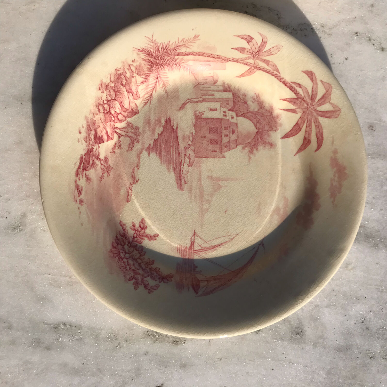 6 flat plates seen from oriental pink Shabby