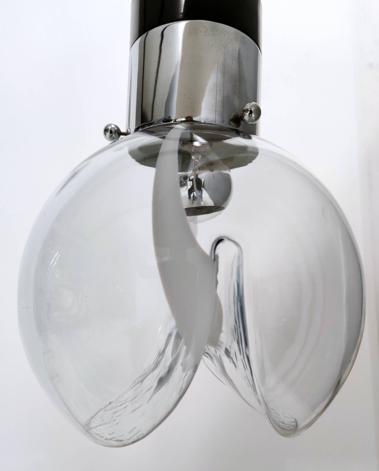 Murano Glass and Varnished Metal Pendant by Toni Zuccheri for Venini, Italy