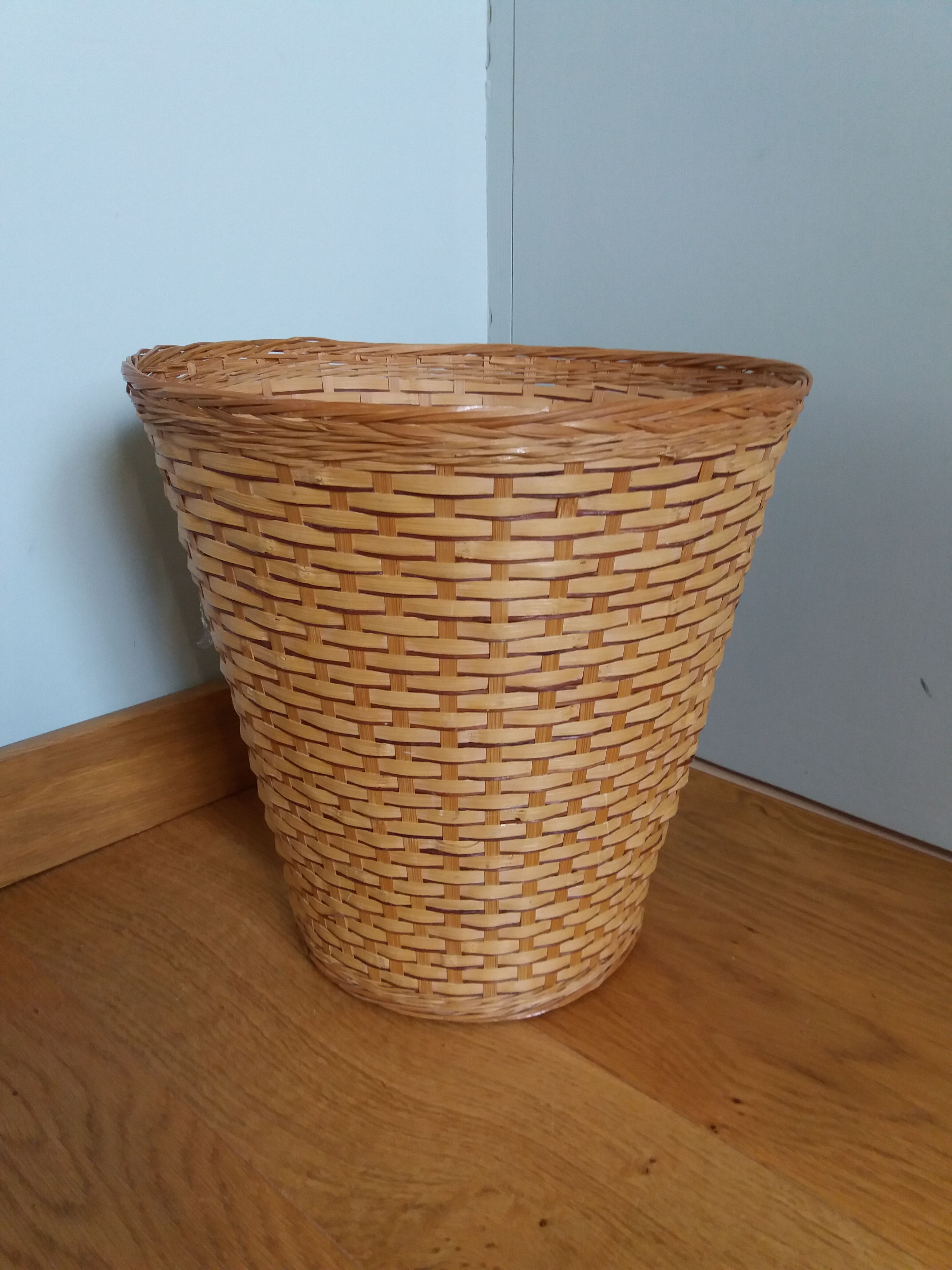 Wicker rattan wastepaper basket