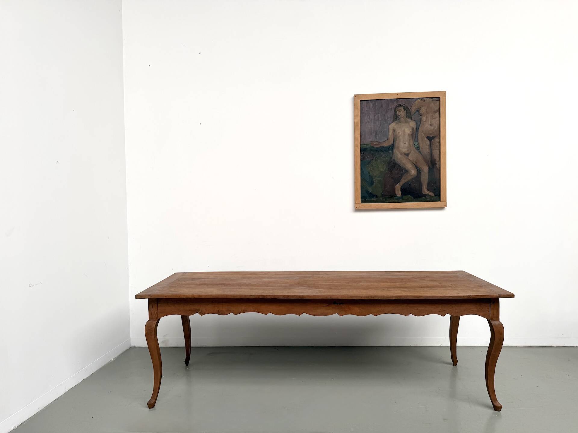 Grande table de ferme en merisier massif des années 1900