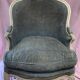 Green velvet shepherdess armchair