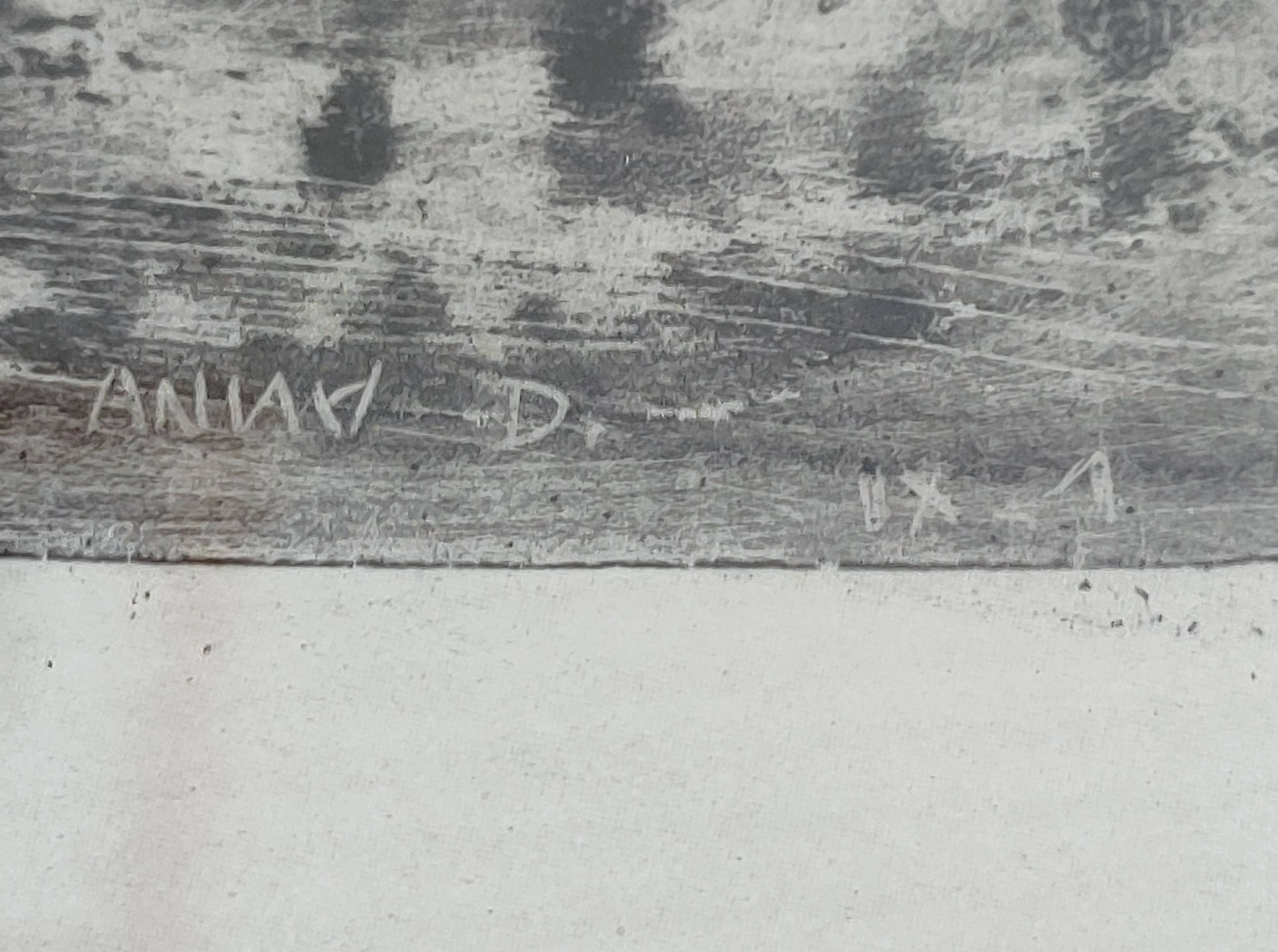 Painting by D. ANIAKI – Mixed media, ink and acrylic on laminated paper