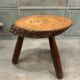 Brutalist tripod stool in solid wood