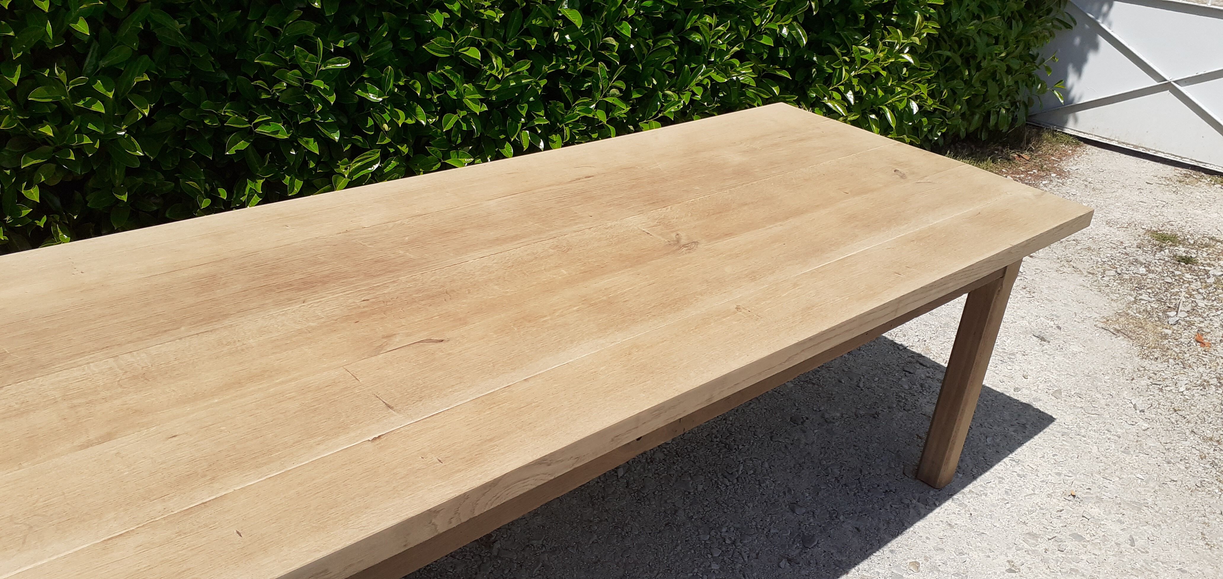 Solid oak farm table 1 rough wood drawer