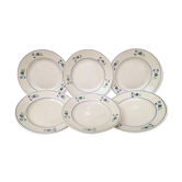 Set of 6 plates vintage niderviller model "blueberry"