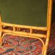 Mid-century wingback chair in bamboo and olive green, 1960s